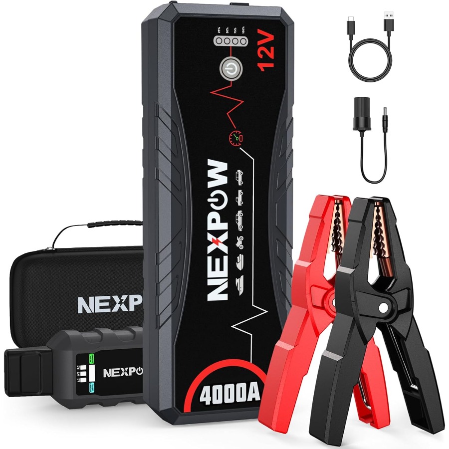 Portable Jump Starter 4000A - เครื่องช่วยสตาร์ทรถยนต์ 4000A แบบพกพา สำหรับรถยนต์ทุกประเภทที่ใช้น้ำมันเบนซินและเครื่องยนต์ดีเซลไม่เกิน 10.0 ลิตร