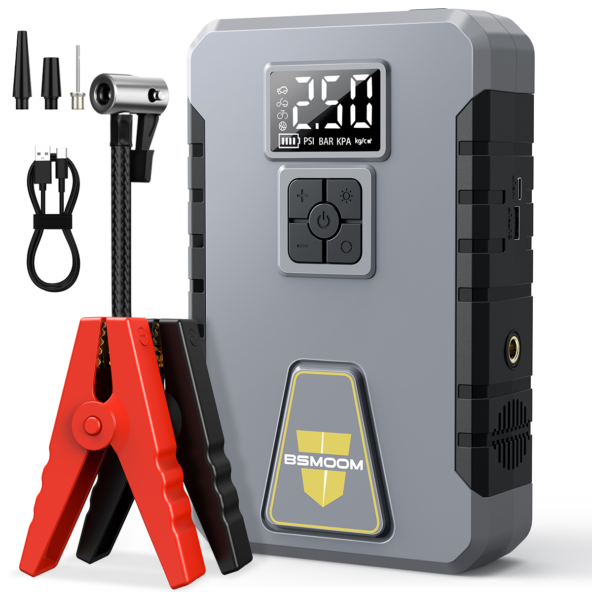 Portable Jump Starter 4000A - เครื่องเติมลมยาง 150 PSI และ เครื่องจั๊มพ์สตาร์ทรถยนต์ 4000A