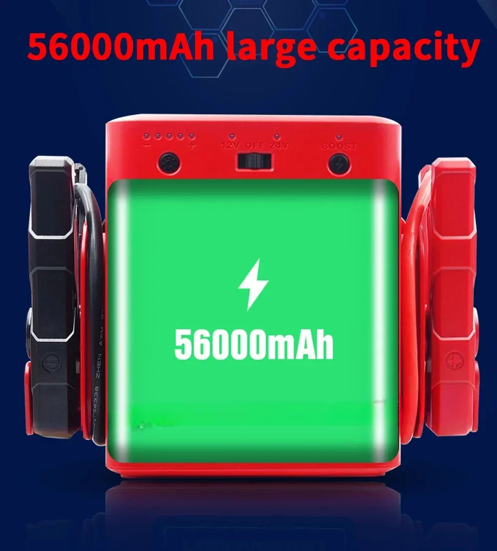 Portable Jump Starter 4000A - เครื่องช่วยสตาร์ทรถยนต์แบบพกพาสำหรับรถบรรทุกขนาดใหญ่ ความจุแบตเตอรี่ 56000mAh 12/24V สลับได้ แบตเตอรี่สำรองสำหรับงานหนัก