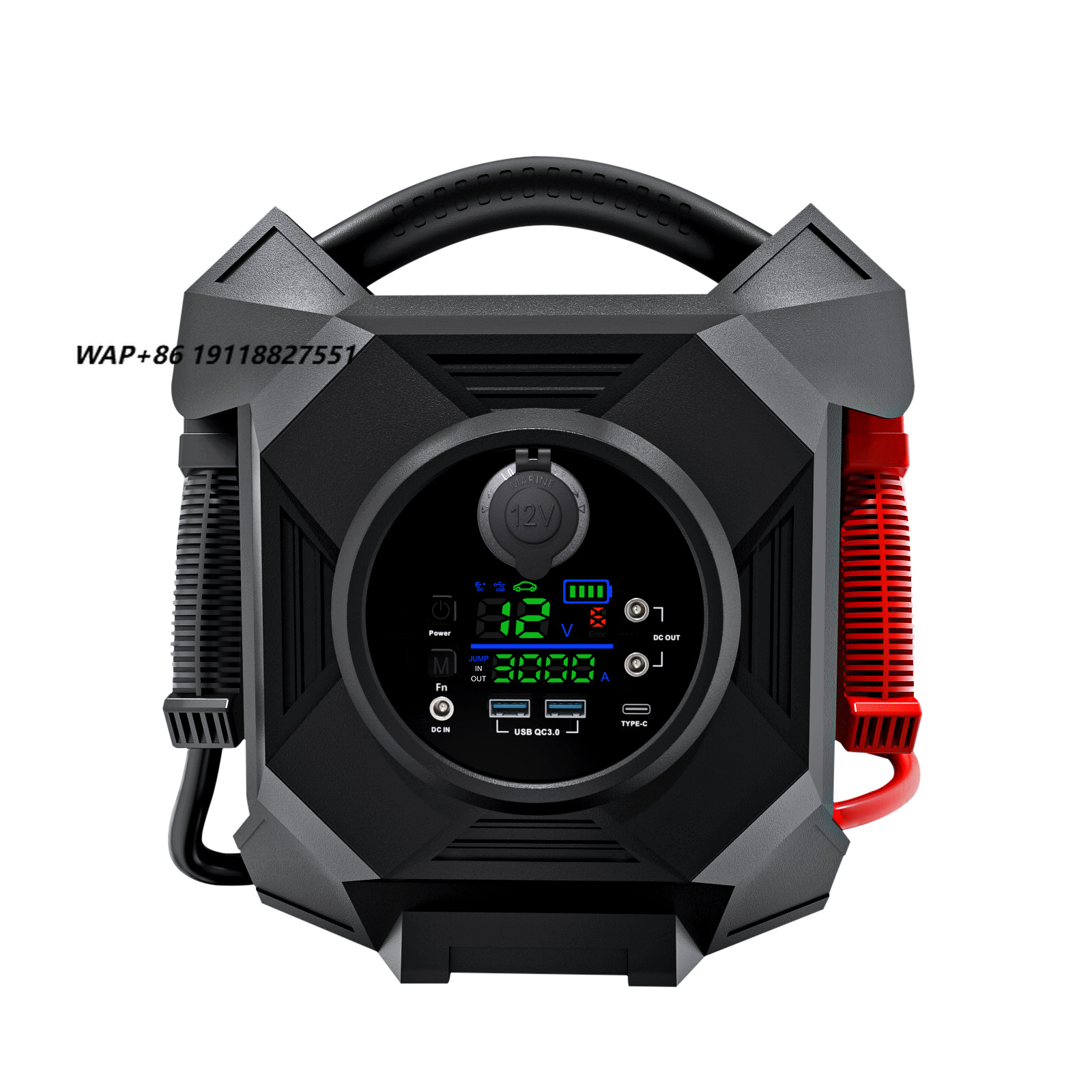 Car Jump Starter 12V 24V Truck - เครื่องจั๊มพ์สตาร์ทรถยนต์อัจฉริยะแบบพกพาอเนกประสงค์ พร้อมแบตเตอรี่บูสเตอร์ 30000A กระแสไฟสูงสุด 12v 24v