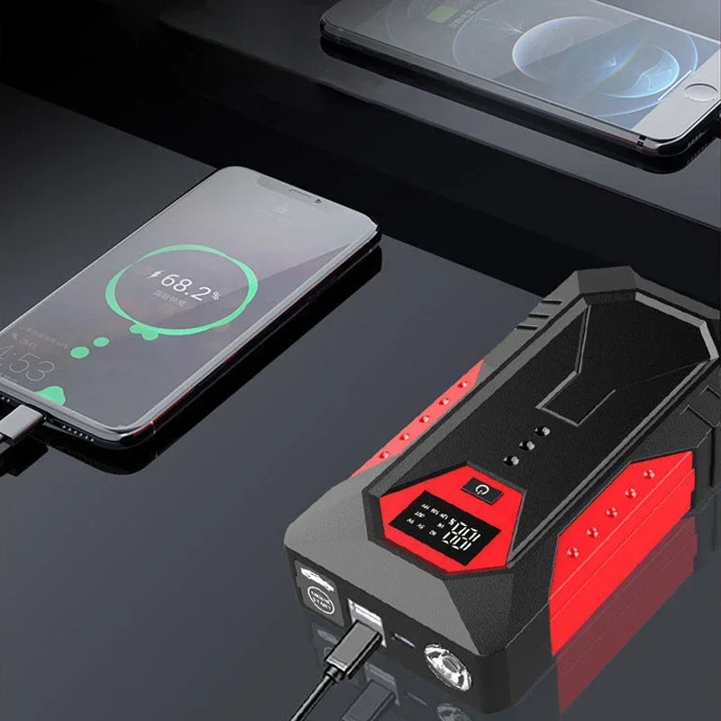 Jump Starter 12V Diesel - เครื่องช่วยสตาร์ทรถยนต์แบบมืออาชีพ 18000mAh - แบตสำรองพกพาอเนกประสงค์ 12V และเครื่องช่วยสตาร์ทฉุกเฉินสำหรับรถยนต์เบนซิน/ดีเซลทุกประเภท