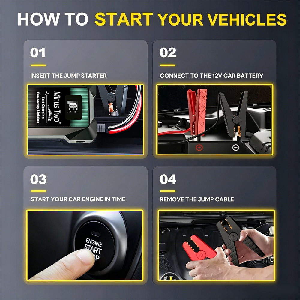 Jump Starter 12V Diesel - อุปกรณ์ช่วยสตาร์ทรถยนต์ 12V แบบพกพา ชาร์จเร็ว ใช้เป็นพาวเวอร์แบงค์ได้ พร้อมไฟ