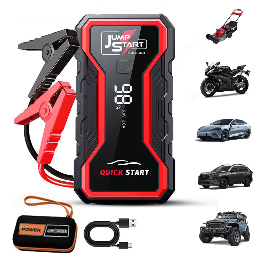 Jump Starter With Air Compressor - พาวเวอร์แบงค์ 2-IN-1 1800A เครื่องจั๊มป์สตาร์ทเตอร์แบบพกพา เครื่องชาร์จแบตเตอรี่รถยนต์ อุปกรณ์สตาร์ทรถยนต์