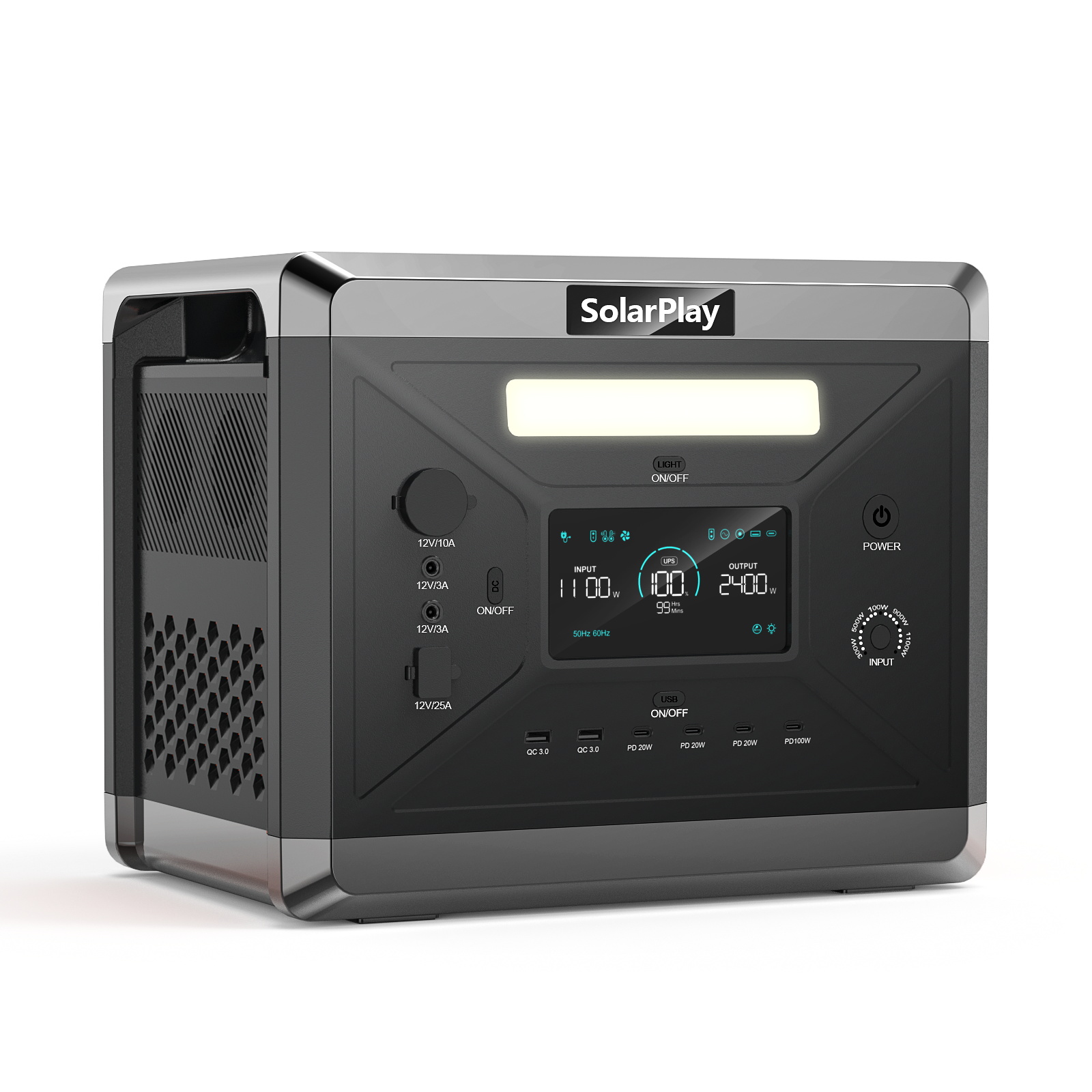 Solar Jump Starter Power Bank - เครื่องกำเนิดไฟฟ้าพลังงานแสงอาทิตย์แบบพกพา 2400W แบตเตอรี่ LiFePO4 คลื่นไซน์บริสุทธิ์ สถานีไฟฟ้ากลางแจ้ง