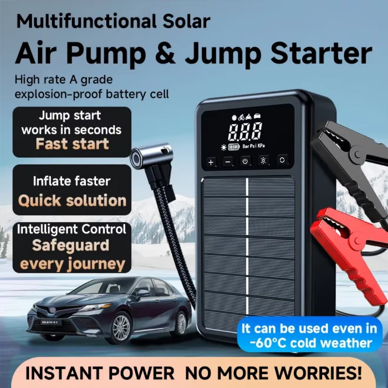 เครื่องจั๊มพ์สตาร์ทเตอร์แบบพกพ - Solar Jump Starter Power Bank บทวิจารณ์และราคา
