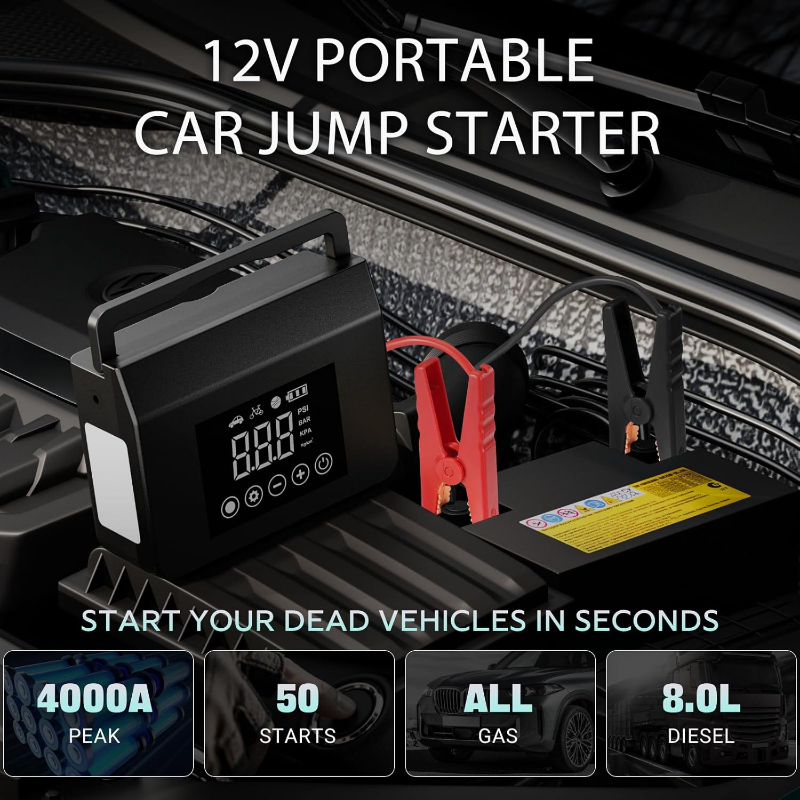 เครื่องช่วยสตาร์ทรถยนต์แบบพกพา - Portable Jump Starter 4000A บทวิจารณ์และราคา