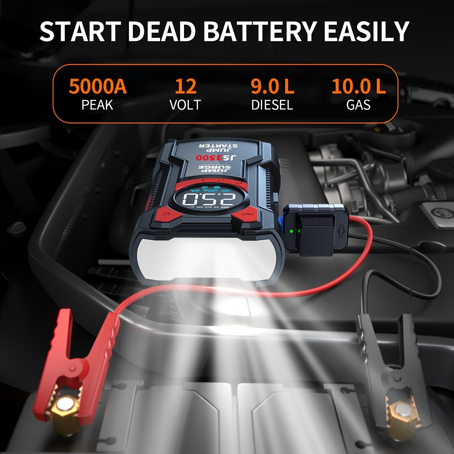 เครื่องช่วยสตาร์ทรถยนต์ 5-in-1 - Lithium Jump Starter 3000A Peak บทวิจารณ์และราคา