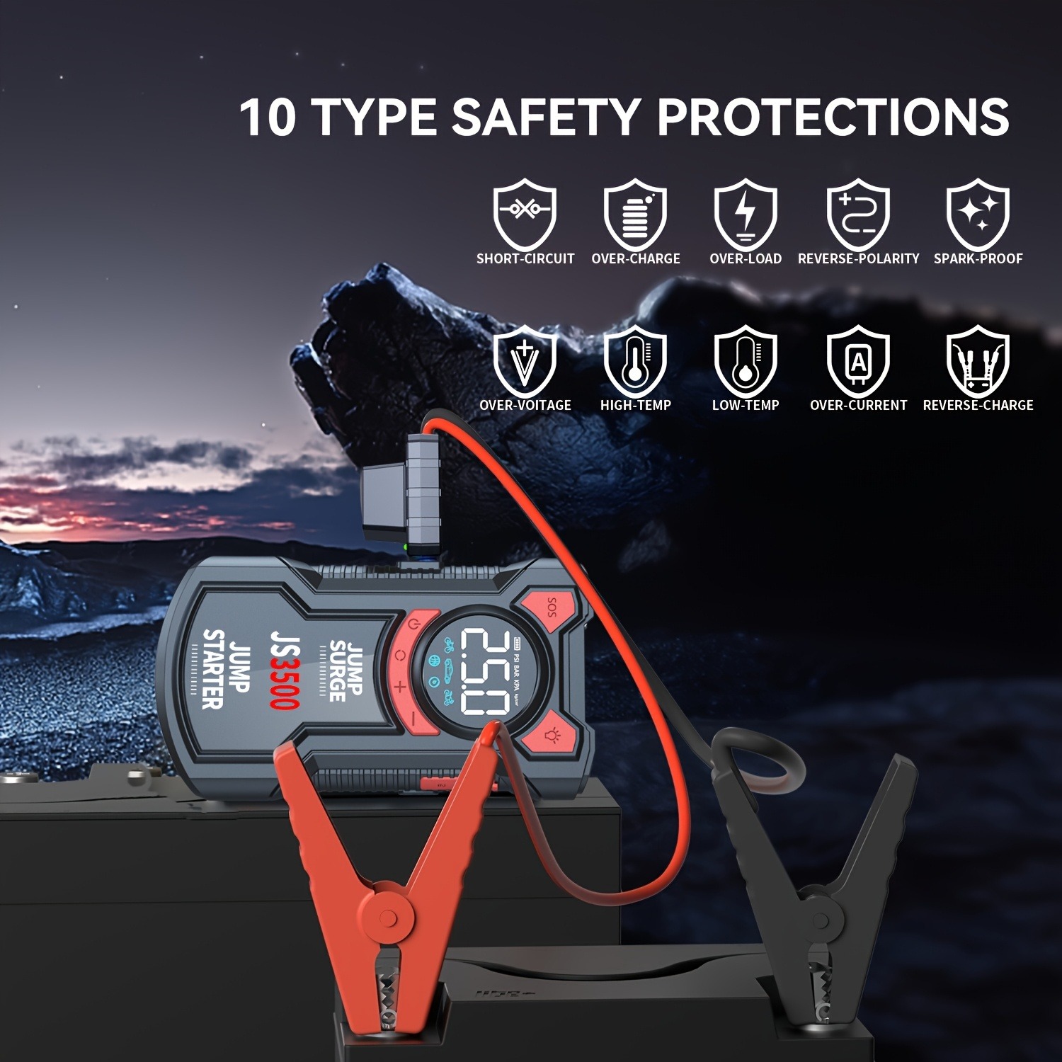 เครื่องช่วยสตาร์ทรถยนต์ 5-in-1 - Lithium Jump Starter 3000A Peak บทวิจารณ์และราคา