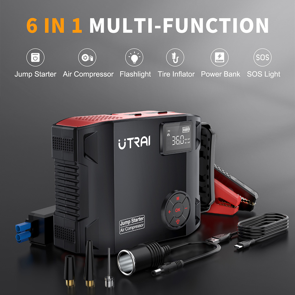 UTRAI คอมเพรสเซอร์ 150PSI Air  - Jump Starter Cable 2000A บทวิจารณ์และราคา