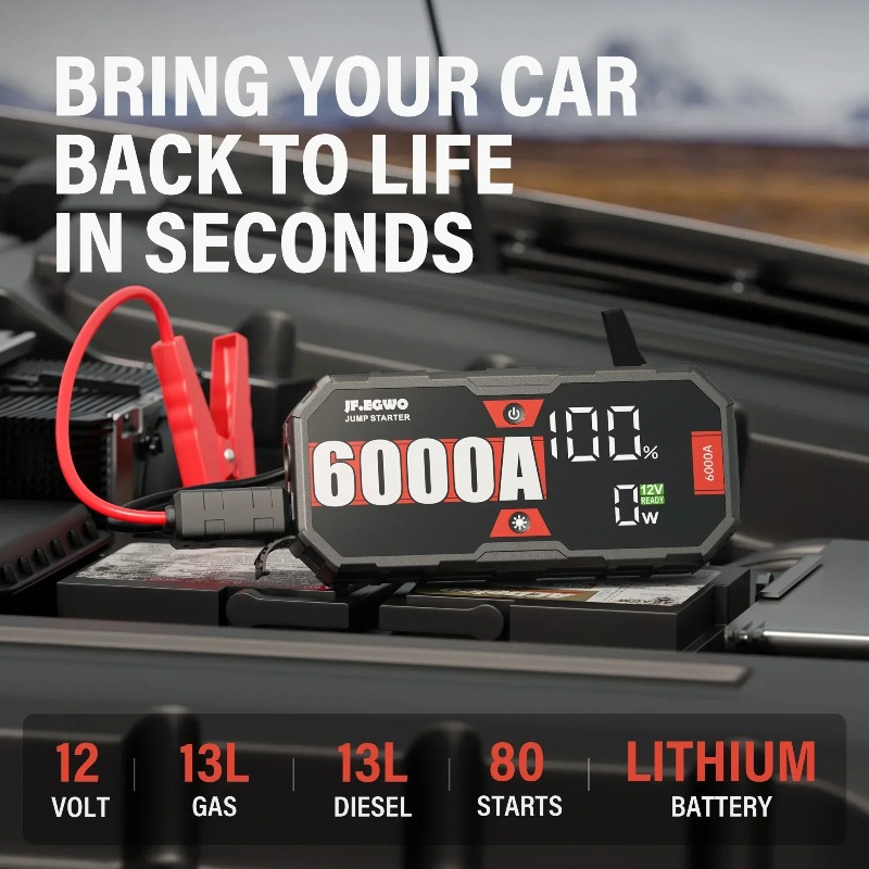 เครื่องจั๊มพ์สตาร์ทรถยนต์ JFEG - Portable Jump Starter 4000A บทวิจารณ์และราคา