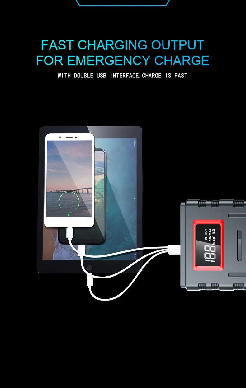 เครื่องจั๊มพ์สตาร์ทรถยนต์ 3000 - Jump Starter Power Bank 20000Mah บทวิจารณ์และราคา