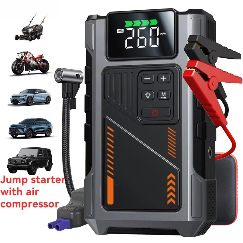 เครื่องจั๊มพ์สตาร์ทรถยนต์แบบพก - Jump Starter With Air Compressor บทวิจารณ์และราคา