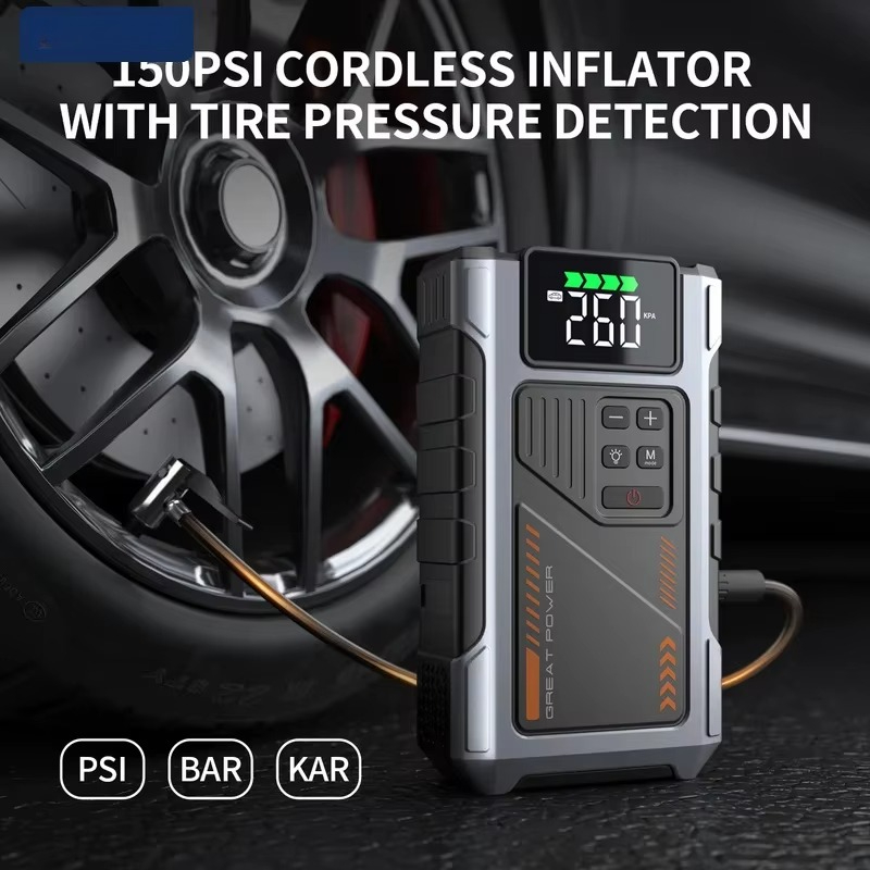 เครื่องจั๊มพ์สตาร์ทรถยนต์แบบพก - Jump Starter With Air Compressor บทวิจารณ์และราคา