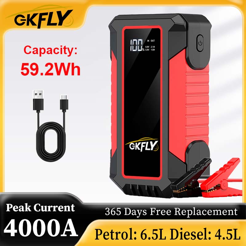 เครื่องจั๊มพ์สตาร์ทรถยนต์แบบพก - Portable Jump Starter 4000A บทวิจารณ์และราคา