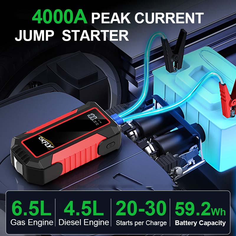 เครื่องจั๊มพ์สตาร์ทรถยนต์ GKFL - Portable Jump Starter 4000A บทวิจารณ์และราคา