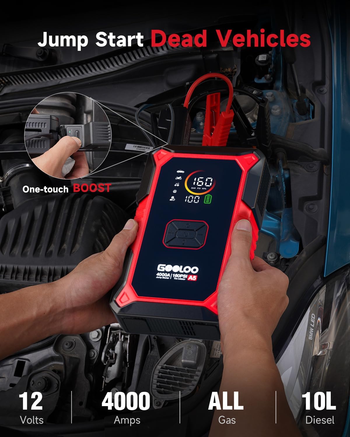 GOOLOO A5 4000A เครื่องสตาร์ทร - Portable Jump Starter 4000A บทวิจารณ์และราคา