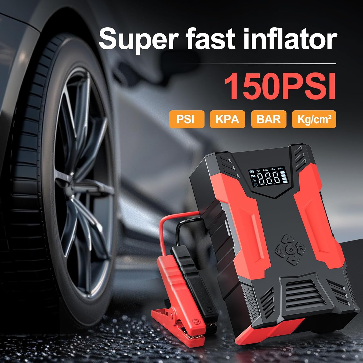 2000A เครื่องจั๊มพ์สตาร์ทรถยนต - Jump Starter With Air Compressor บทวิจารณ์และราคา