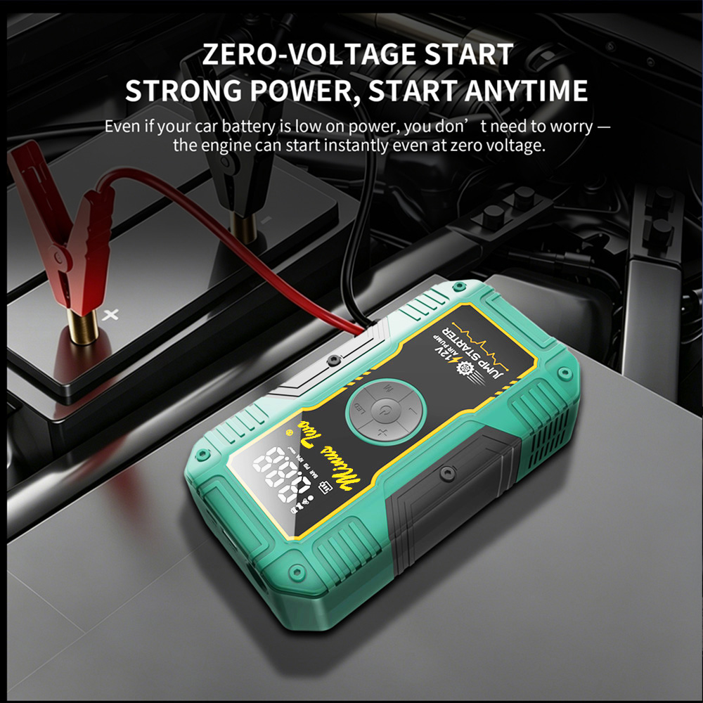 อุปกรณ์สตาร์ทรถยนต์ฉุกเฉิน 12V - Jump Starter With Air Compressor บทวิจารณ์และราคา