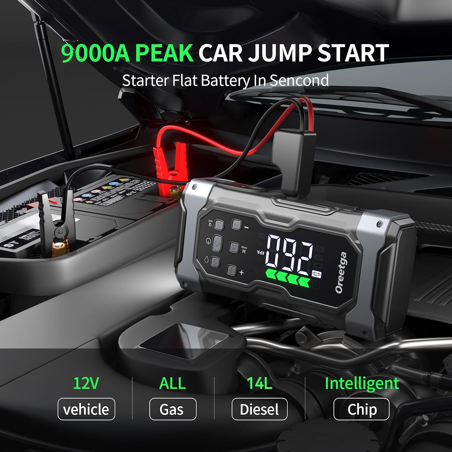 อุปกรณ์สตาร์ทรถยนต์แบบพกพา 900 - Jump Starter With Air Compressor บทวิจารณ์และราคา