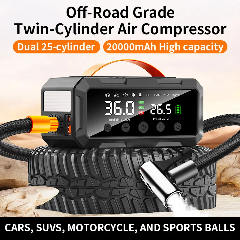 เครื่องเติมลมยางไร้สายสำหรับมอ - Jump Starter Power Bank 20000Mah บทวิจารณ์และราคา