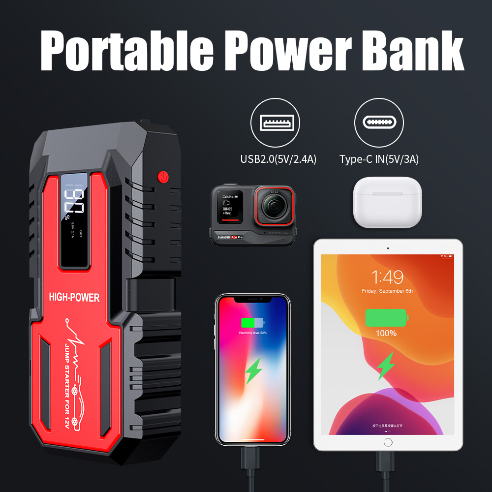 พาวเวอร์แบงค์ 4000A เครื่องจั๊ - Portable Jump Starter 4000A บทวิจารณ์และราคา